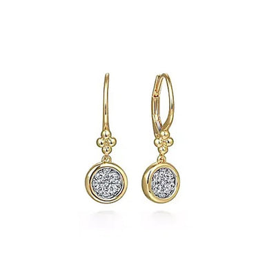 Gabriel 14K White & Yellow Gold 0.29ctw Classic Drop Style Diamond Earrings