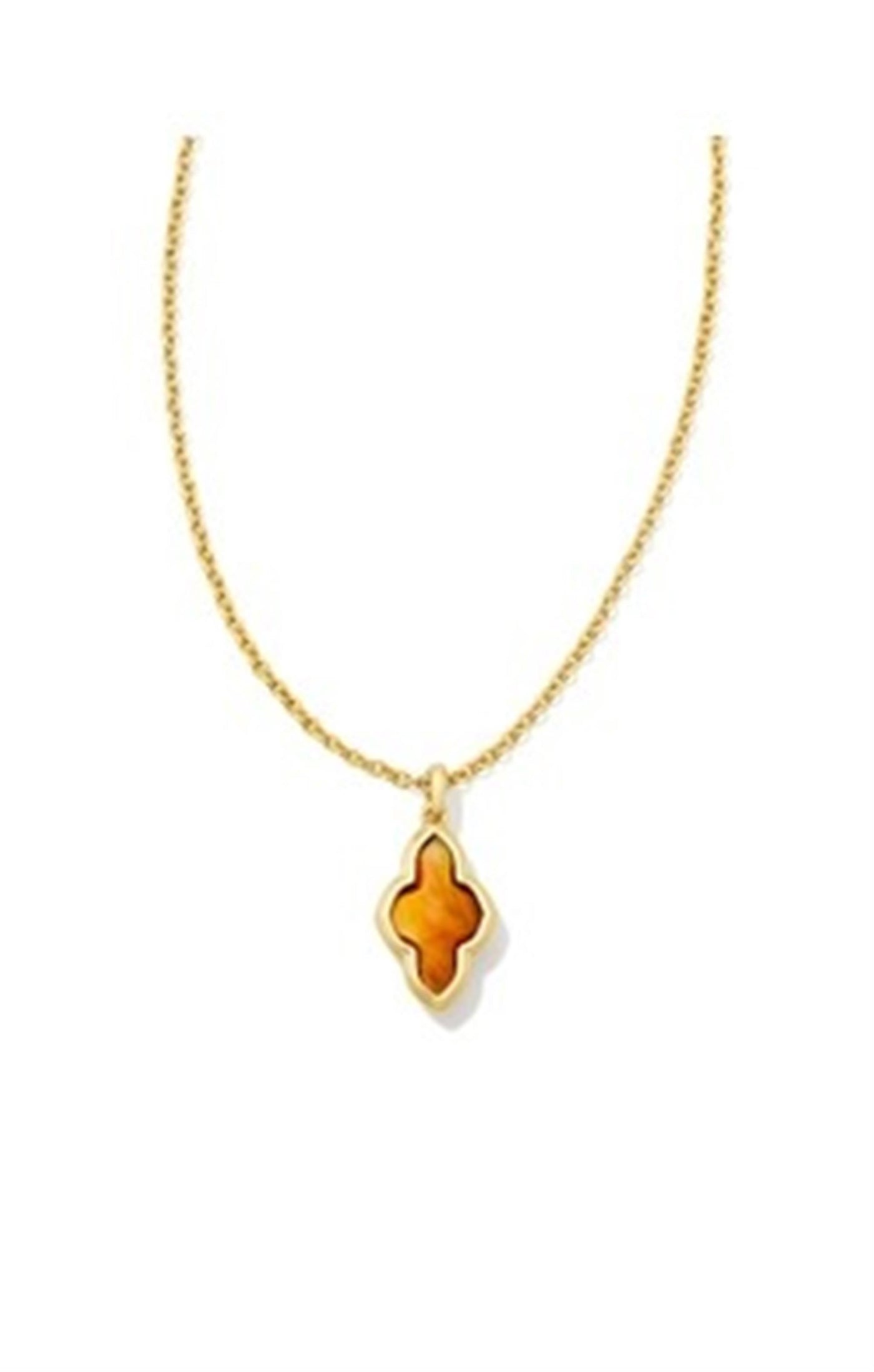 Gold Tone Necklace Featuring Marbled Amber Illusion by Kendra Scott