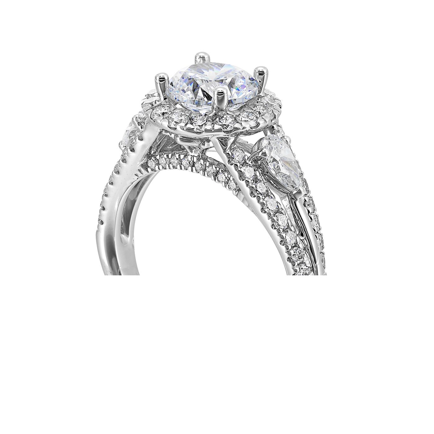 Alpha 14K White Gold 2.69ctw Round Halo Lab Grown Diamond Engagement Ring