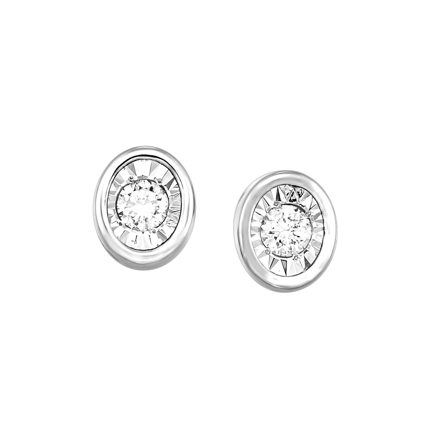 14K White Gold .17ctw Contemporary Stud Style Diamond Earrings