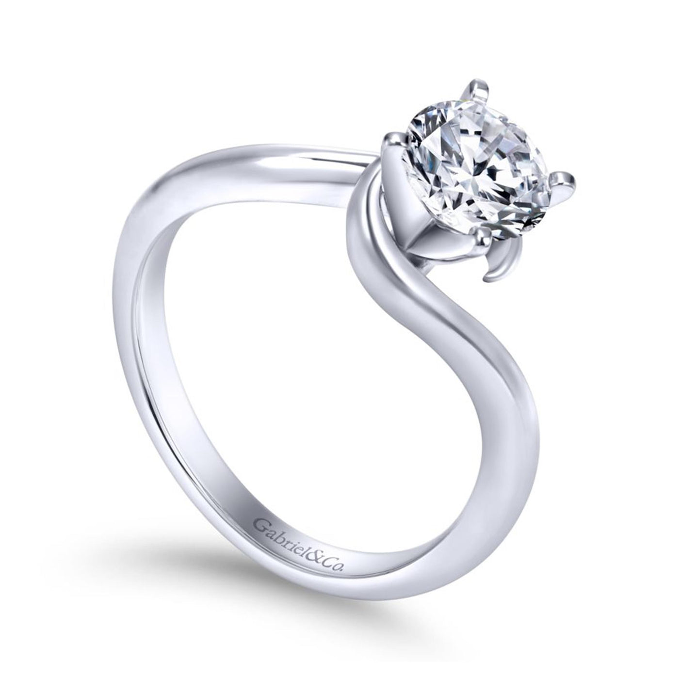Gabriel 14K White Gold 4 Prong Style Diamond Semi-Mount Engagement Ring