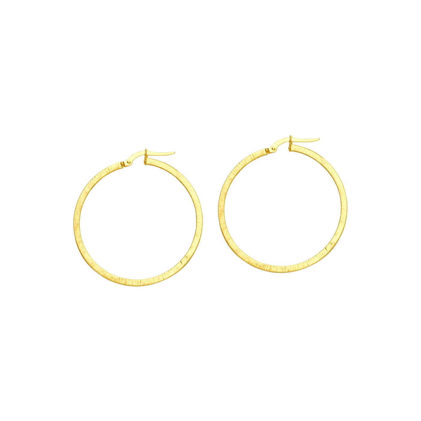 14K Yellow Gold 1mm x 38mm Fancy Round Hoop Style Earrings