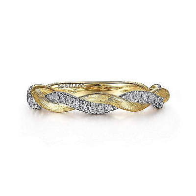 Gabriel 14K Yellow Gold 0.20ctw Stackable Diamond Fashion Ring