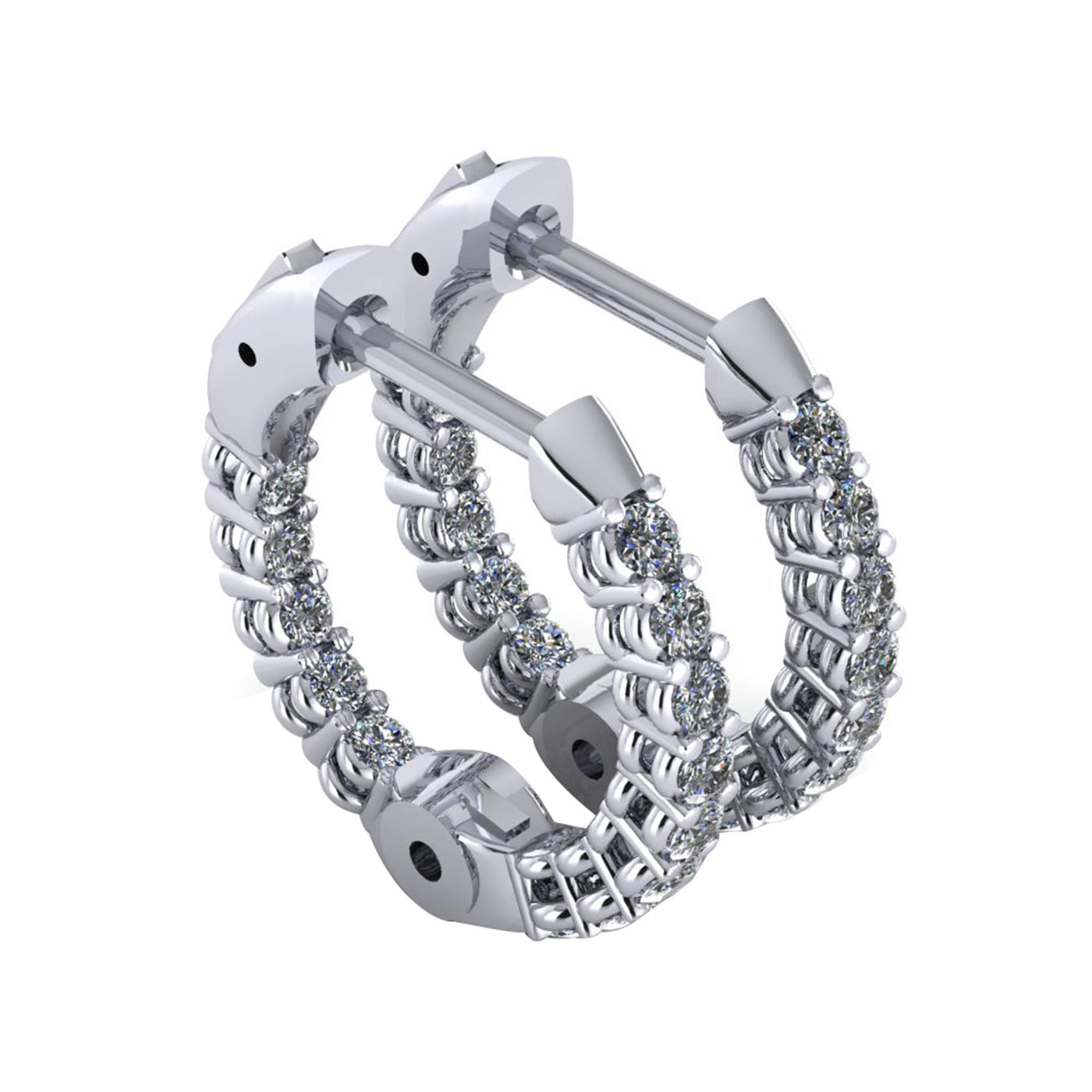 14K White Gold 0.55ctw Fancy Hoop Style Lab Grown Diamond Earrings