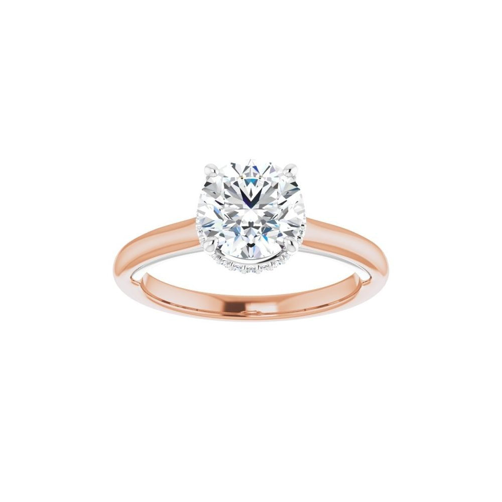 Ever & Ever 14K White & Rose Gold .06ctw 4 Prong Style Diamond Semi-Mount Engagement Ring