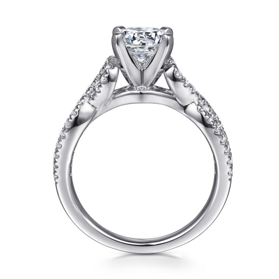 Gabriel 14K White Gold .37ctw 4 Prong Style Diamond Semi-Mount Engagement Ring