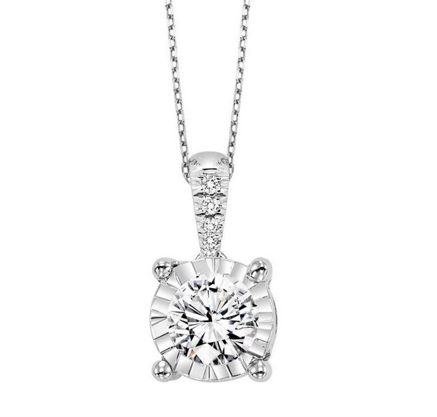 14K White Gold 0.30ctw Solitaire Style Pendant