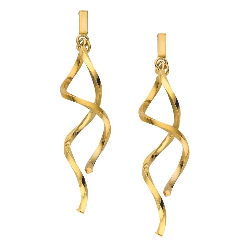 14K Yellow Gold Twist Dangle Style Earrings