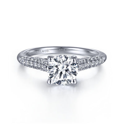 Gabriel 14K White Gold .33ctw 4 Prong Style Diamond Semi-Mount Engagement Ring