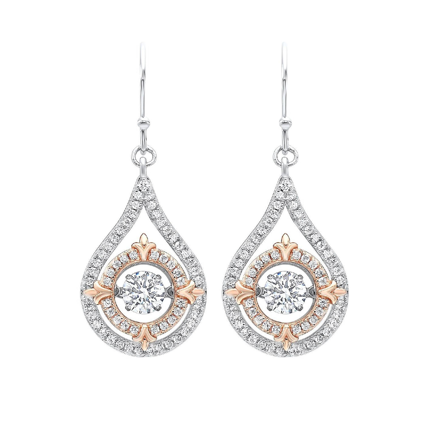 Sterling Silver 0ctw Rhythm of Love Style Round Cubic Zirconia Earrings