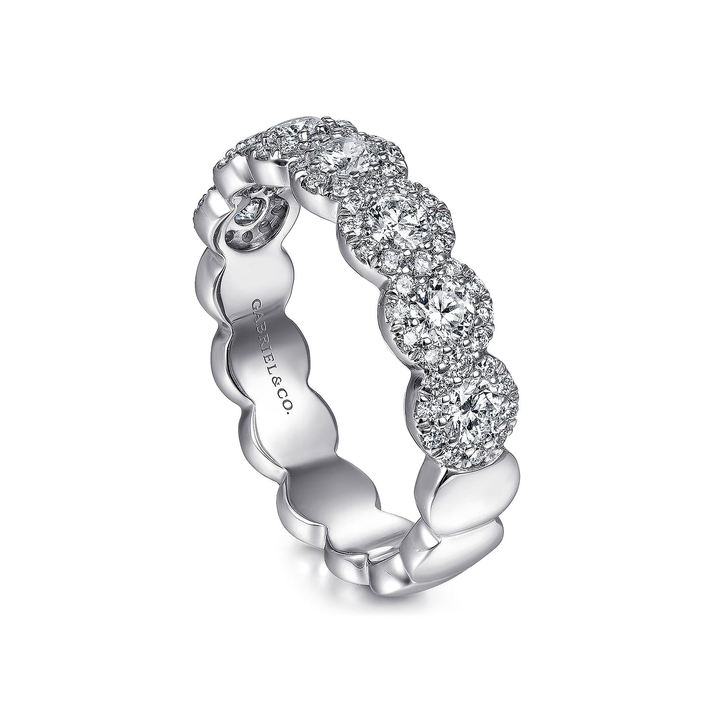 Gabriel 14K White Gold 0.95ctw Fancy Diamond Band