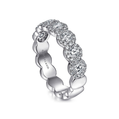 Gabriel 14K White Gold .55ctw Fancy Diamond Band