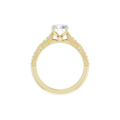 14K Yellow Gold .10ctw 4 Prong Style Diamond Semi-Mount Engagement Ring