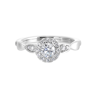 10K White Gold .53ctw Round Halo Lab Grown Diamond Engagement Ring