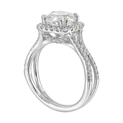 14K White Gold 0.50ctw Cushion Halo Style Diamond Semi-Mount Engagement Ring