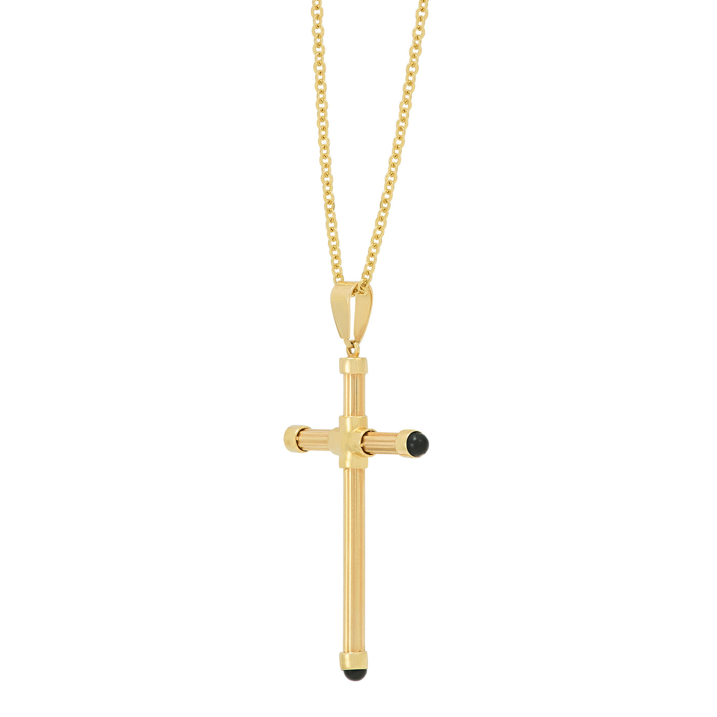 14K Yellow Gold 22" Cross Style Drop Necklace