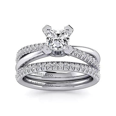 Gabriel - Contemporary Collection 14K White Gold .20ctw 4 Prong Style Diamond Semi-Mount Engagement Ring