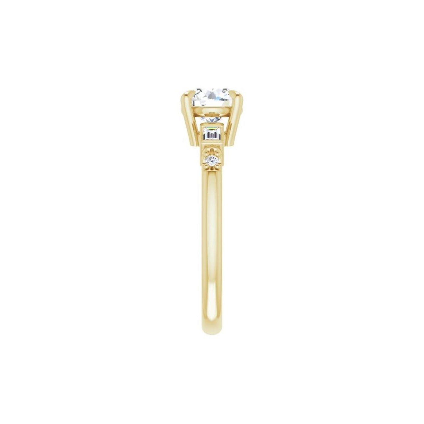 Ever & Ever 14K Yellow Gold 6.5mm center 4 Prong Style Diamond Semi-Mount Engagement Ring