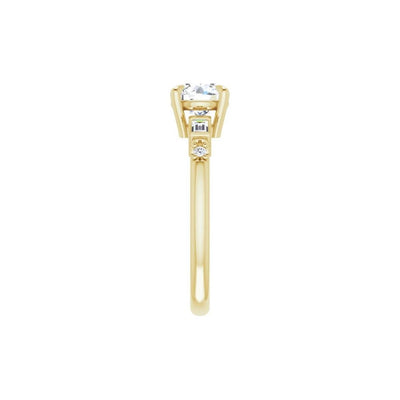 Ever & Ever 14K Yellow Gold 6.5mm center 4 Prong Style Diamond Semi-Mount Engagement Ring