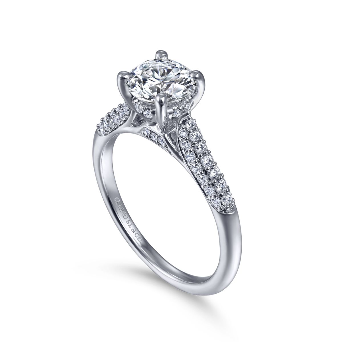 Gabriel 14K White Gold .33ctw 4 Prong Style Diamond Semi-Mount Engagement Ring