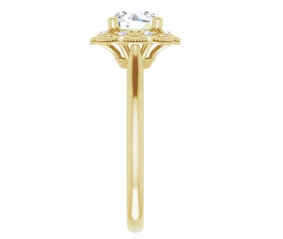 14K Yellow Gold .06ctw Round Halo Style Diamond Semi-Mount Engagement Ring