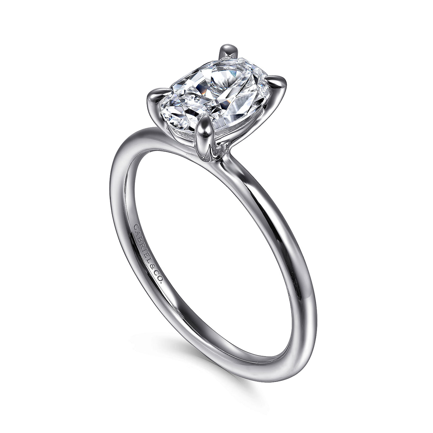 Gabriel 14K White Gold 4 Prong Style Diamond Semi-Mount Engagement Ring