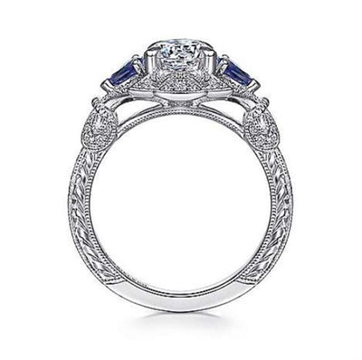 Gabriel 14K White Gold .20ctw 4 Prong Style Diamond Semi-Mount Engagement Ring