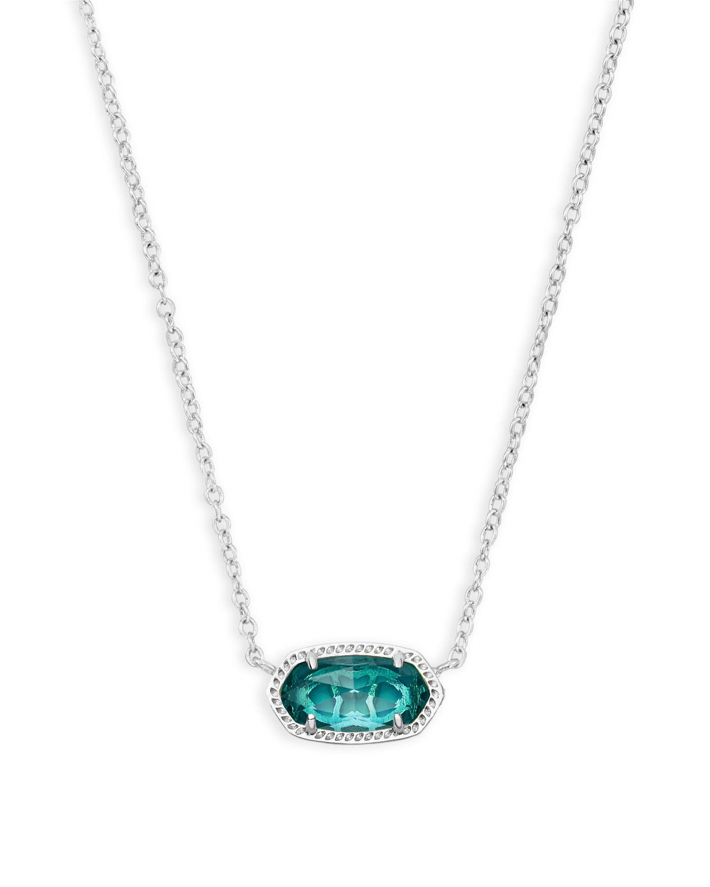 Silver Tone Necklace Featuring London Blue Dichroic Glass by Kendra Scott