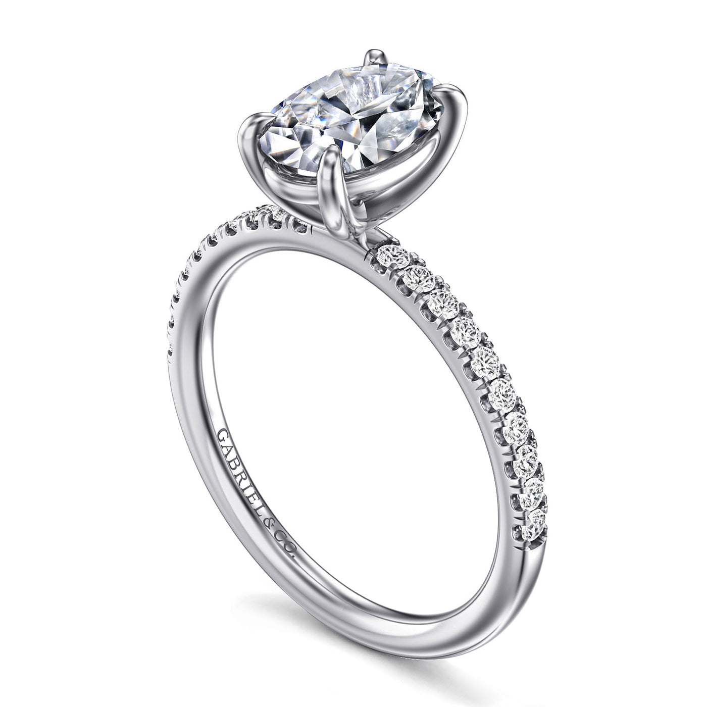 Gabriel 14K White Gold 0.196ctw 4 Prong Style Diamond Semi-Mount Engagement Ring