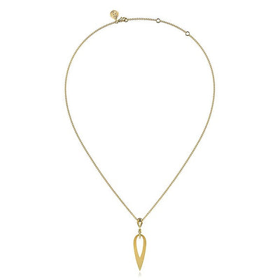 14K Yellow Gold 18" Adjustable Bujukan Style Drop Necklace