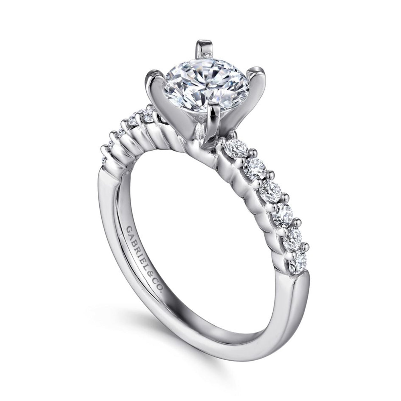 Gabriel 14K White Gold .36ctw 4 Prong Style Diamond Semi-Mount Engagement Ring