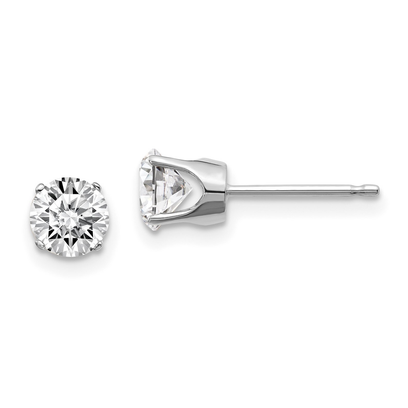 14K White Gold 0.10ctw Diamond Stud Earrings in Four Prong Solid Settings