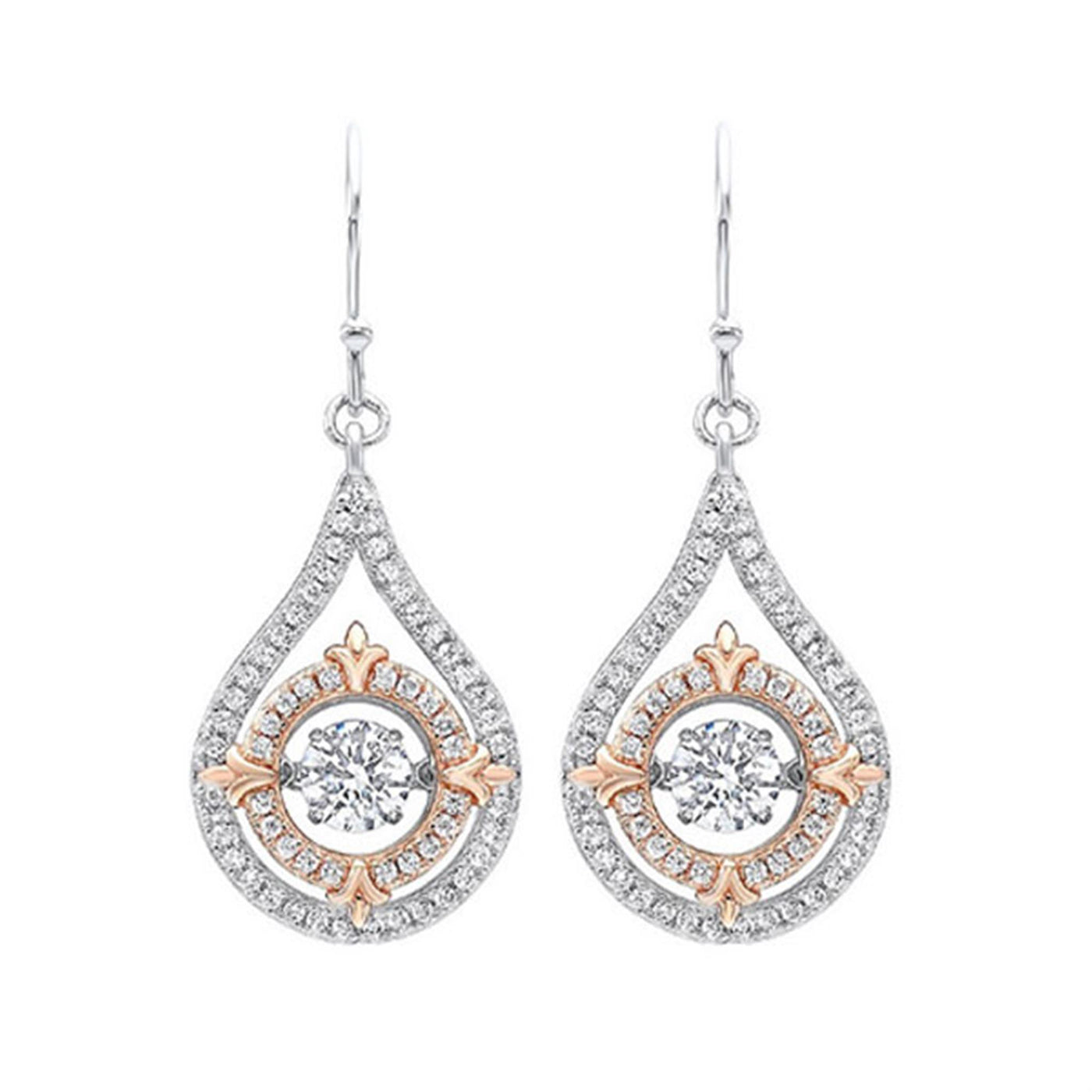 Sterling Silver Rhythm of Love Style Round Diamond Earrings