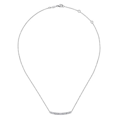 Gabriel 14K White Gold 0.47ctw Curved Bar Style Necklace