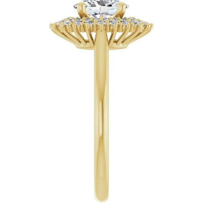 Ever & Ever 14K Yellow Gold 0.375ctw Double Halo Style Diamond Semi-Mount Engagement Ring