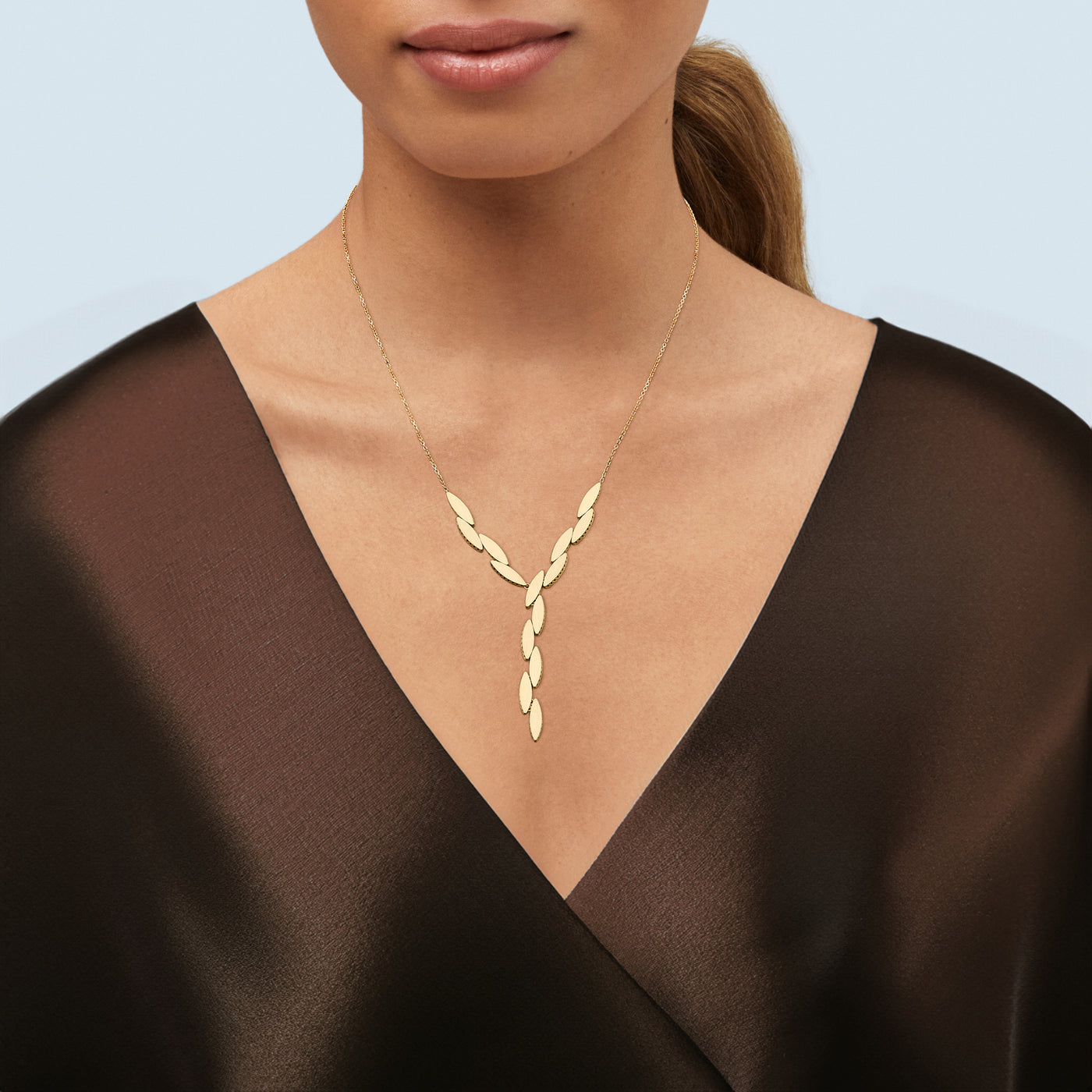 14K Yellow Gold 18" Contemporary Style Lariat Necklace