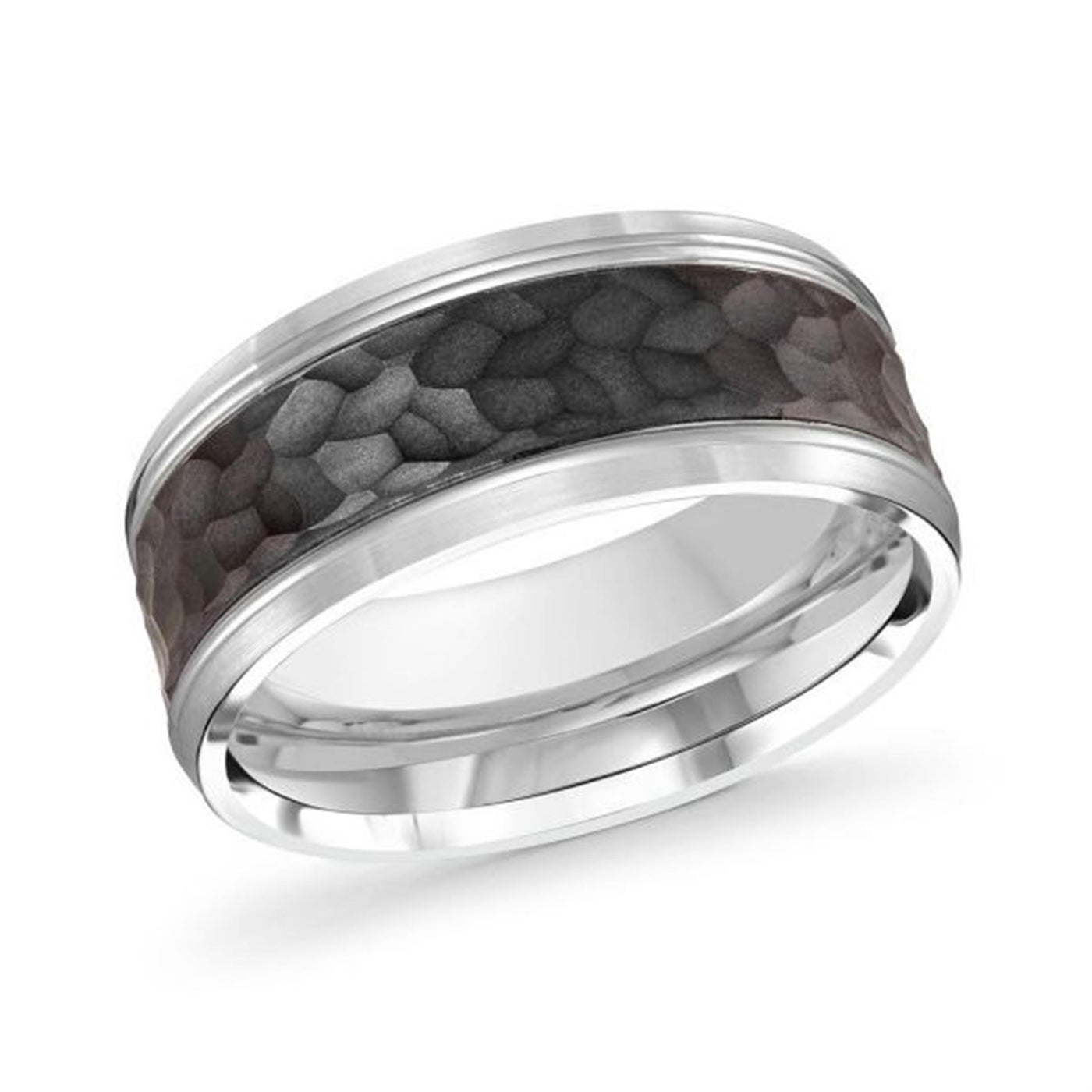 Malo 9mm Carbon Fiber and 14K White Gold Wedding Band