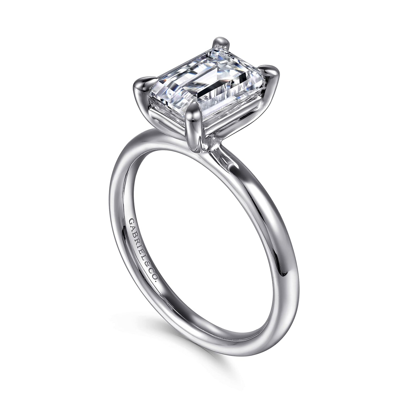 Gabriel 14K White Gold 4 Prong Style Diamond Semi-Mount Engagement Ring