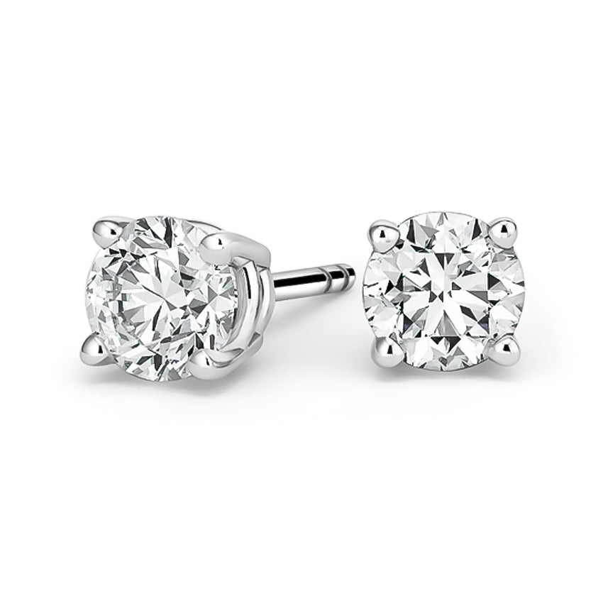 14K White Gold 0.72ctw Diamond Stud Earrings in Four Prong Basket Settings