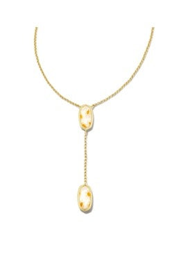 Gold Tone Necklace Featuring White Mosaic Glass by Kendra Scott