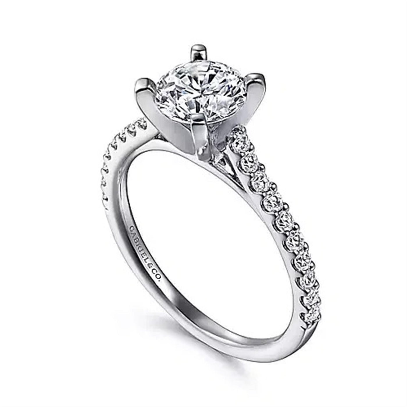 Gabriel - Classic Collection 14K White Gold .30ctw 4 Prong Style Diamond Semi-Mount Engagement Ring