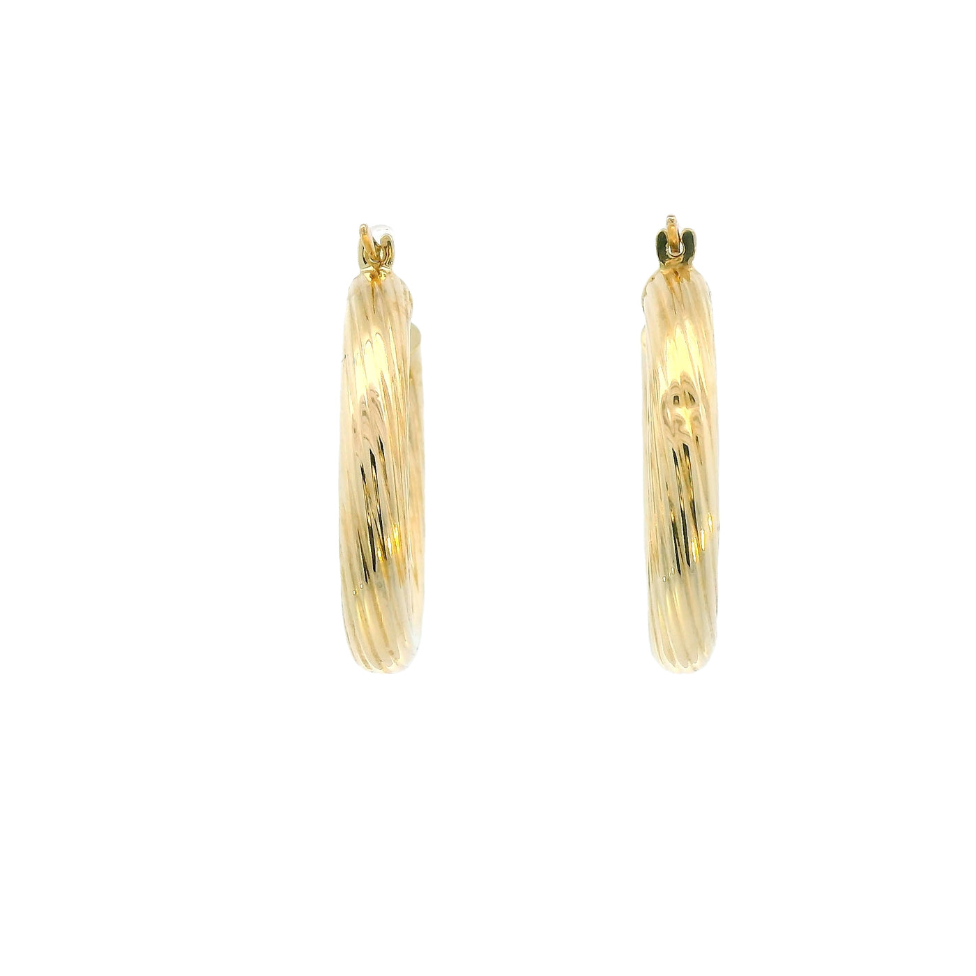 Estate 14K Yellow Gold 3.5mm x 23mm Oval Oval Hoop Style Earrings