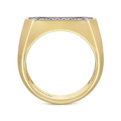 Gabriel 14K Yellow Gold .85ctw Signet Gent's Diamond Ring