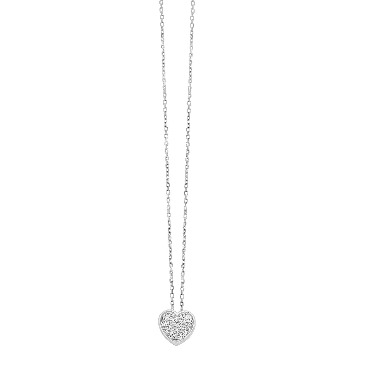 Sterling Silver .10ctw Contemporary Heart Pave Diamond Pendant