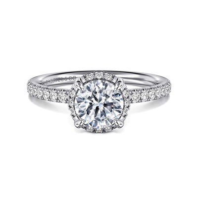 Gabriel 14K White Gold 0.255ctw 4 Prong Style Diamond Semi-Mount Engagement Ring