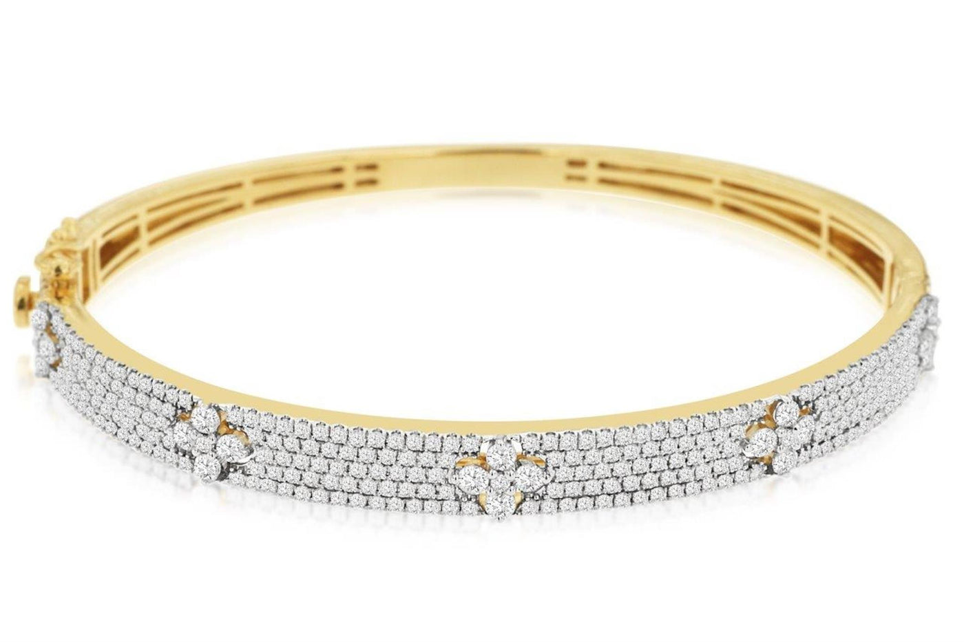 14K White & Yellow Gold 2.5ctw 7" Bangle Style Diamond Bracelet