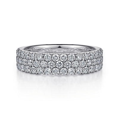 Gabriel 14K White Gold 1.188ctw Triple Row Diamond Band