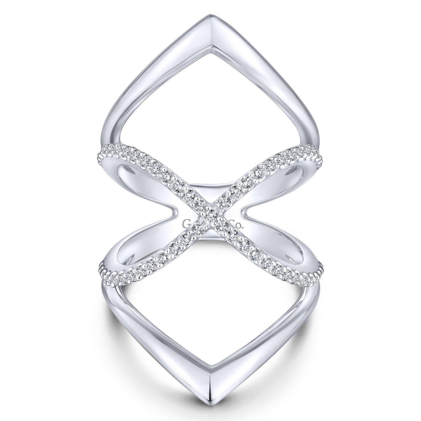 Sterling Silver Ribbon Style White Sapphire Ring