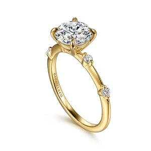 Gabriel - Starlight Collection 14K Yellow Gold 0.11ctw 4 Prong Style Diamond Semi-Mount Engagement Ring