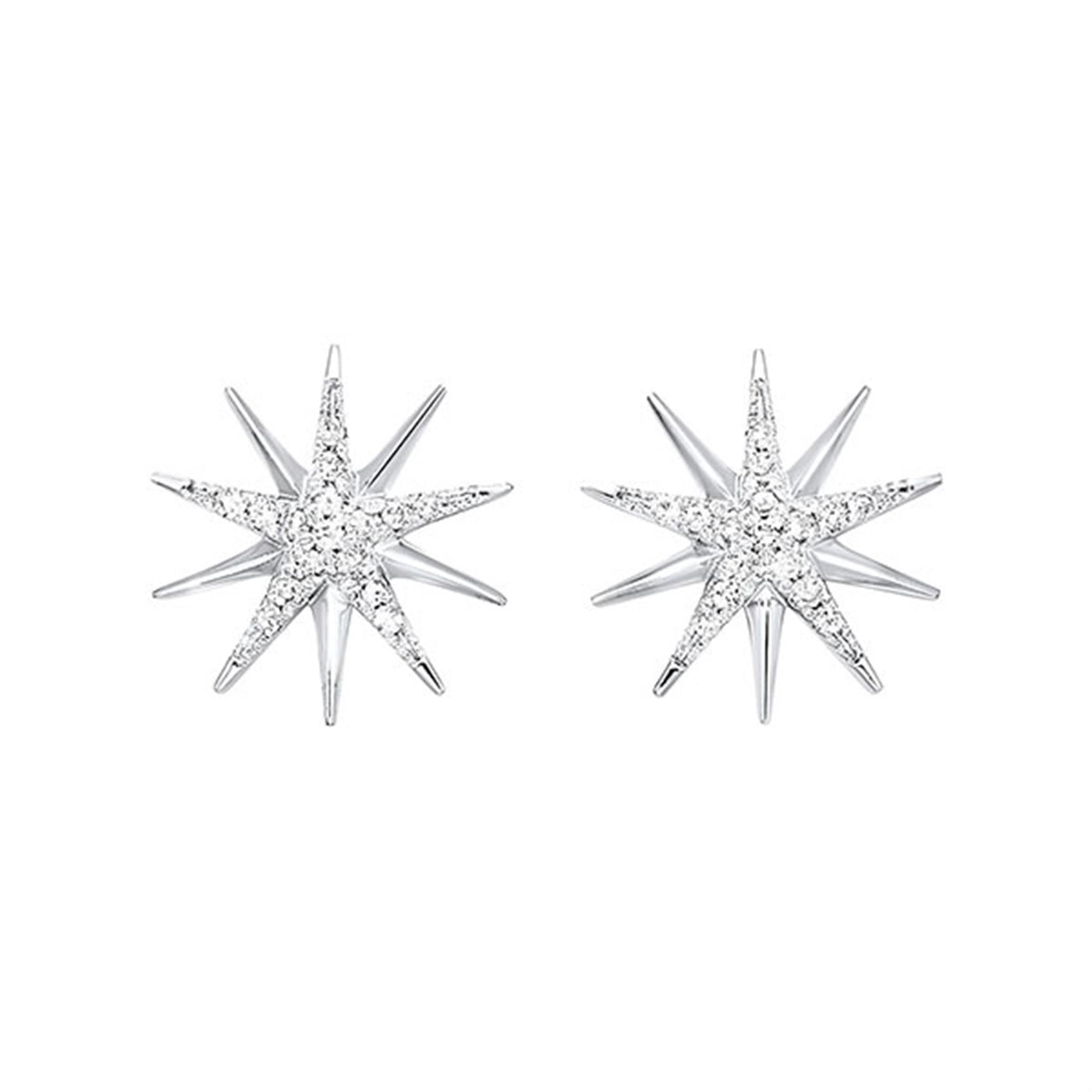 Sterling Silver .10ctw Celestial Stud Style Diamond Earrings